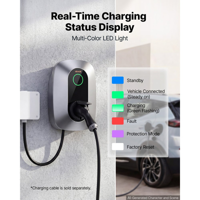 Σταθμός φόρτισης ηλεκτρικού οχήματος VEVOR 11kW 400VAC τριφασικός φορτιστής EV, για όλα τα ηλεκτρικά και PHEV οχήματα, οικιακός επιτοίχιος φορτιστής αυτοκινήτου τύπου 2, ρεύμα 16A, με τηλεχειριστήριο APP και ένδειξη LED, IP54