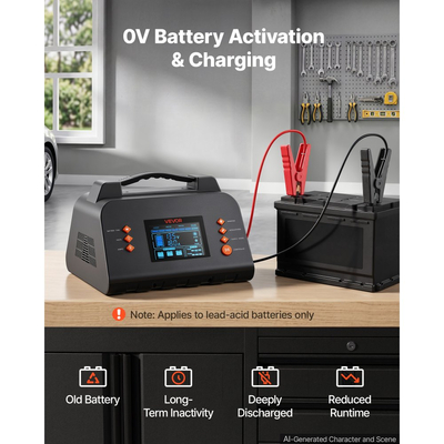 Έξυπνος φορτιστής μπαταρίας VEVOR 30A 6V 12V 24V για λιθίου LiFePO4 μολύβδου-οξέος, συμβατός με αυτοκίνητα, τροχόσπιτα βαρέως τύπου, φορτηγά, σκάφη, συντηρητής φόρτισης με θείο, φορτιστής με οθόνη LCD 3,8 ιντσών