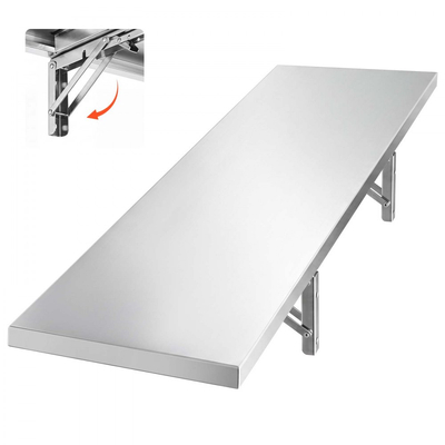 Ράφι VEVOR από ανοξείδωτο ατσάλι 305 x 1219 mm, πτυσσόμενο επιτοίχιο ράφι, βαρέως τύπου επαγγελματικά ράφια με στηρίγματα, χωρητικότητα 136 kg, εύκολο καθάρισμα για εστιατόριο, οικιακή κουζίνα, γκαράζ
