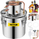 VEVOR Moonshine Still Distiller 5Gal 21L από ανοξείδωτο ατσάλι Water Distiller Copper Tube Home Kit ζυθοποιίας Ενσωματωμένο θερμόμετρο