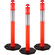 VEVOR Traffic Delineator Posts 44 Inch Height Channelizer Cones Orange PE Delineator Post Kit 10 inch Reflective Band, Portable Delineators Post με βάση από καουτσούκ 16 ιντσών, Delineator Cones Σετ 3