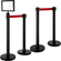 VEVOR Crowd Control Barriers Line Dividers 4PCS Μαύροι πόλοι με ένα πλαίσιο πινακίδας