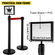 VEVOR Crowd Control Barriers Line Dividers 4PCS Μαύροι πόλοι με ένα πλαίσιο πινακίδας