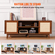 VEVOR Rattan-TV-Ständer 191cm Fernseher Boho-TV-Schrank Fernsehschrank Walnuss
