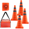 VEVOR Safety Cones, 4 Pack 18 ιντσών πτυσσόμενοι κώνοι κυκλοφορίας, κατασκευαστικοί κώνοι με ανακλαστικά κολάρα, φαρδιά βάση και τσάντα αποθήκευσης, για έλεγχο κυκλοφορίας, εκπαίδευση οδήγησης, χώροι στάθμευσης
