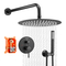 Σετ βρύσης ντους VEVOR, Σύστημα ντους μπάνιου βροχής με στρογγυλή κεφαλή ντους βροχής 8 ιντσών (20,3 cm) και φορητό ψεκαστήρα, Επιτοίχια φωτιστικά μπάνιου με ορειχάλκινη βαλβίδα και κιτ επένδυσης, Ματ μαύρο